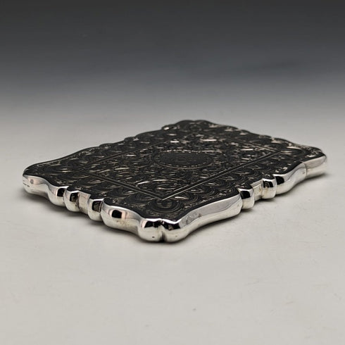 1870 British antique pure silver (925 silver) card case 60g Frederick Marson